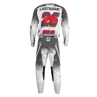 Grey / Red Label Series 26.2 personalized motocross gear – back view