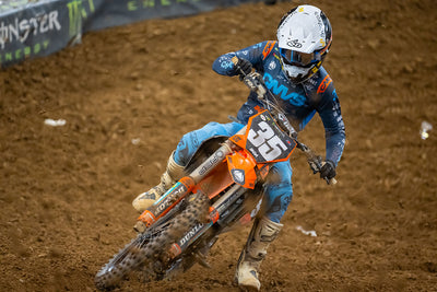Label Series 10 Custom Motocross Gear - Navy & Orange – rider action view