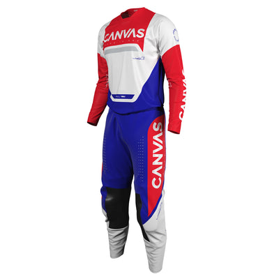 Red & Blue Label Series 1 custom motocross jersey and pants – front view
