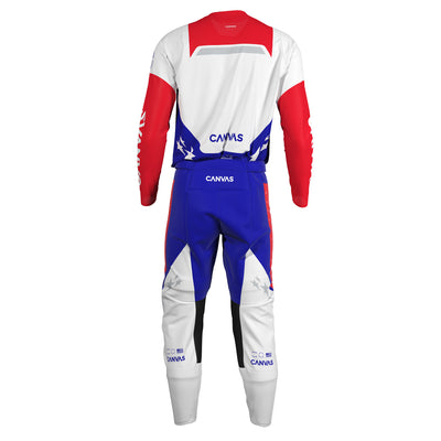 Red & Blue Label Series 1 custom motocross jersey and pants – back view