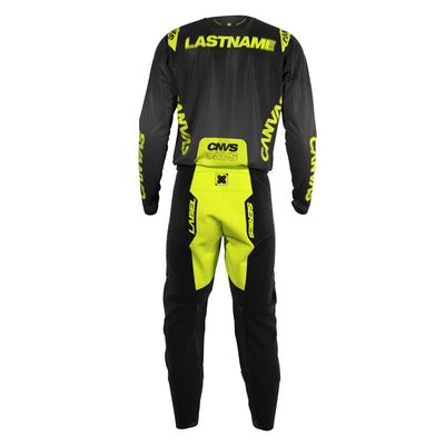 Black & Yellow Label Series 10 custom motocross jersey and pants – back view