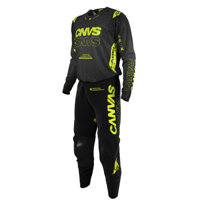 Black & Yellow Label Series 10 custom motocross jersey and pants – front view