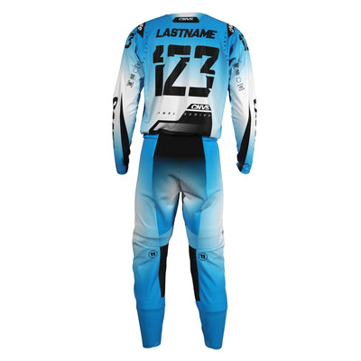 Sky Blue Label Series 11 custom motocross jersey and pants – back view