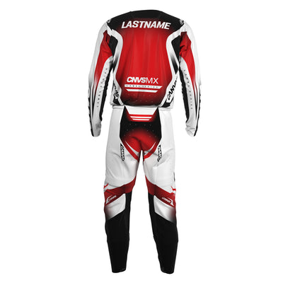 Red Fade Label Series 13 custom motocross jersey and pants – back view