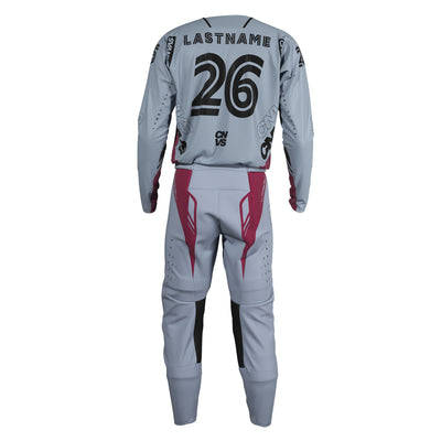 Maroon/Grey Label Series 26.1 custom motocross jersey and pants – back view