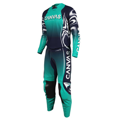 Teal Label Series 3 custom motocross jersey and pants – front view