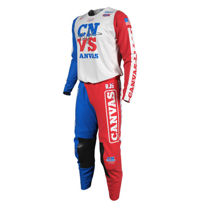 Red White and Blue Label Series 5 custom motocross jersey and pants – front view