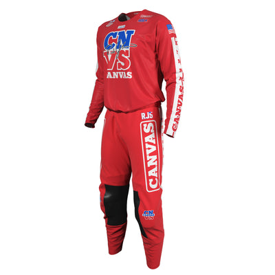 Red Label Series 5 custom motocross jersey and pants – front view