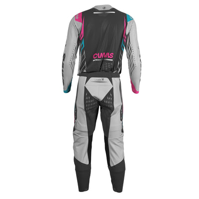 Cyan-Pink Label Series 8 custom motocross jersey and pants – back view