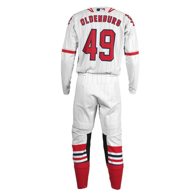 White St Louis Cardinals custom motocross jersey and pants, back view